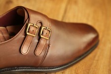 Daks Brown Leather Double Monk Shoes Men's UK 8 EE EU 42 US 9