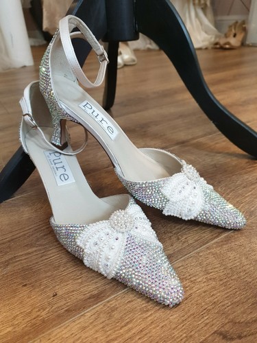 Lace bow bridal ivory - lace, shoes