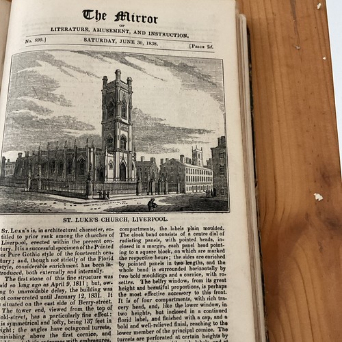 Antique print 1838 liverpool - print,