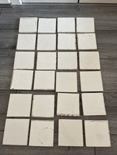 24 Tiles 4.25” X 4.25” minton hollins tiles white Original Victorian