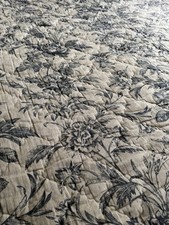 John Lewis Shabby Chic King/Superking Size Quilted Bed Throw Cream/Charcoal