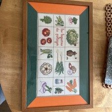 Vintage French Framed Tapestry for Kitchen Wall Hanging 53 X 34 Cm