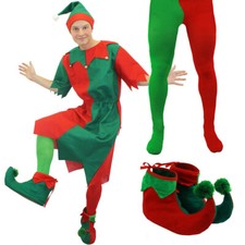 MENS ELF COSTUME CHRISTMAS FANCY DRESS OPTIONAL ACCESSORIES XMAS PARTY S-XXXXL