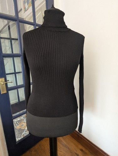 Zara black ribbed roll neck - black,