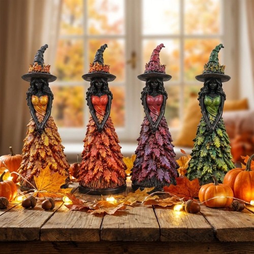 1pc autumn witch - figurine, leaf