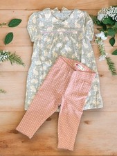 🩷🐇#139 Baby Boden Grey Rabbit Print Dress & Leggings 12-18months 🐇🩷