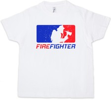 FIREFIGHTER Kids Boys T-Shirt Fire Brigade Feuerwehrmann Axt Axe Helm Fighter