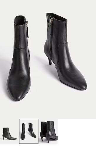 Black women leather kitten - black,