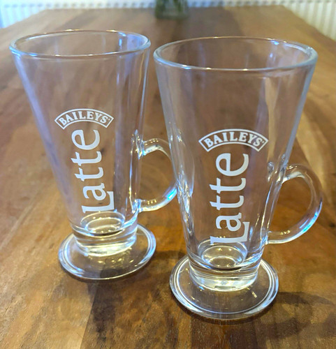 Baileys latte glass mug - glass, pair