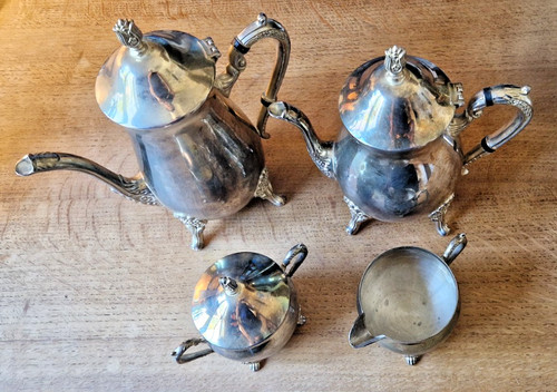 Vintage antique silver tea set - vintage,