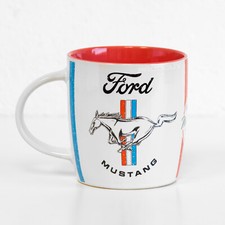 White Ford Mustang Coffee Mug 11oz Stoneware Ceramic Tea Cup Merchandise Gift 