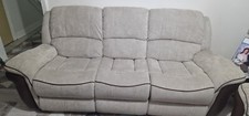 Recliner sofa set three seats and two seats in beige and brown  fabric leather 
