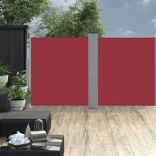 Side Awning 170x600cm Red 100% Polyester PU Coated Retractable Privacy Roll-Out