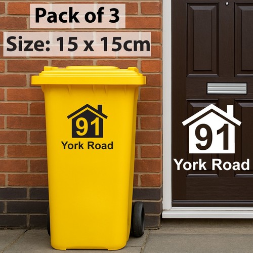 Custom wheelie bin stickers - 3x,