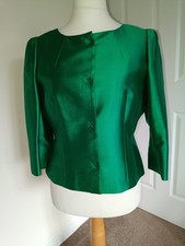 HOBBS Stunning Classy Jacket Size 14 Green Wool and Silk Jacket Worn Once