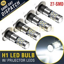 4X H1 LED Bulb 27-SMD Xenon White Car Van Fog Light Lamp Bulbs Low Beam W/Lens .