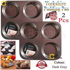 2pcs Chef Aid Yorkshire Pudding Pan Tin Shallow Cup Non-Stick 4 Cups Baking Tray