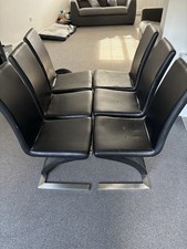 Z Shaped Dining Chairs With Chrome Base In Black Set Of 6