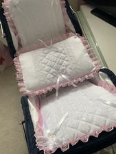 Dolls white and - twin, pram