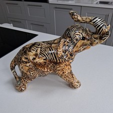 Collage La Vie Safari DéCoupage Large Standing ceramic Elephant 28 cm tall  Box