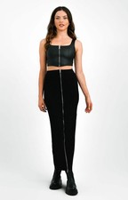 AllSaints Womens Black Faux Leather Corset RRP £129