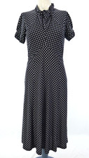 Lindy Bop Polka Dot Dress Retro Rockabilly 40s 50s Black White Spotty Amie UK 10