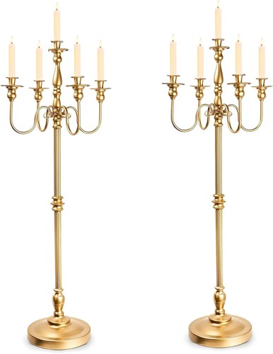 Tall gold metal candelabra - 48"tall,