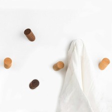 Solid Oak Walnut Wooden Hooks Hangers Racks Wall Clothes Pegs Coat Hanger Decor