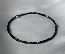 Casual Minimalist Beaded black Seed Bead Petite Friendship Stretchy Bracelet