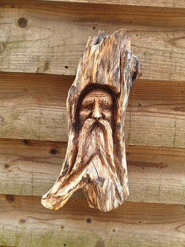 Chainsaw carved green man - man, /