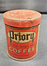 Vintage Coffee tin 1/4 pound. Priory Tea & Coffee Co Ltd London 1930s