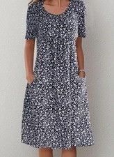 Womens Boho Floral Midi Dress