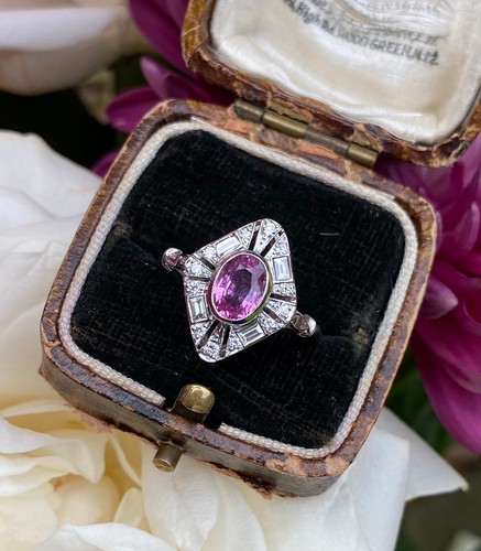 Art deco pink sapphire - pink,