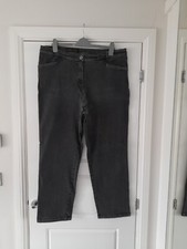 Michele Magic Grey Stretchy Denim Straight Leg Crop Jeans Size 24 Uk XXL