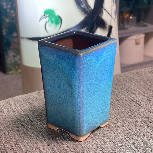 Bonsai pot japan - glazed, footed