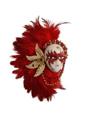 Red Masked Beaded Lady Feather