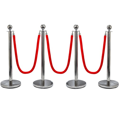 Silver queue barrier post - queue,