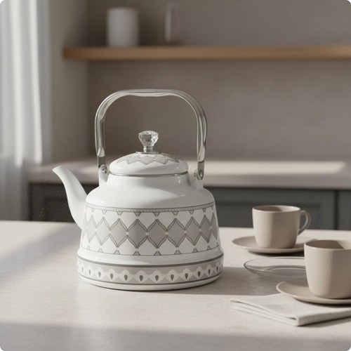 Floral enamel kettle - kettle, to