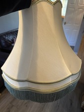 Vintage Ivory Scalloped Braided Fringed Lampshade with Tassels And Gold Trimming