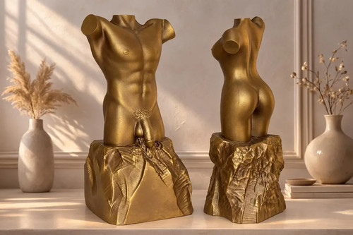 Male female torso sculpture - female,