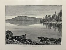 1890 View Of Lake Huron From French River, Canada Original Antique Print