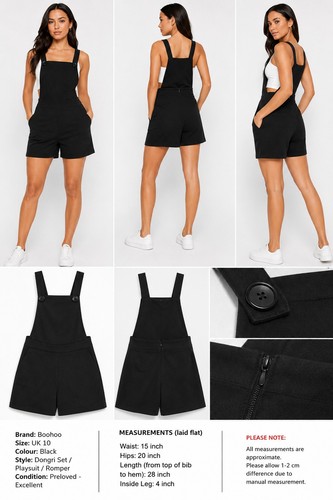 Boohoo black dungaree playsuit - boohoo,