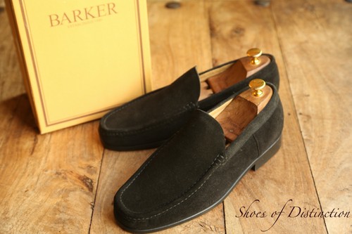 Barker black suede penny - black,