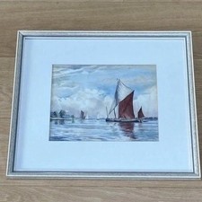 Roger Finch 1924-1989 Original Watercolour Painting Picture Thames Barges