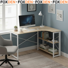 Folding L Shaped Corner Computer Desk Workstation for Home Office Study Bedroom