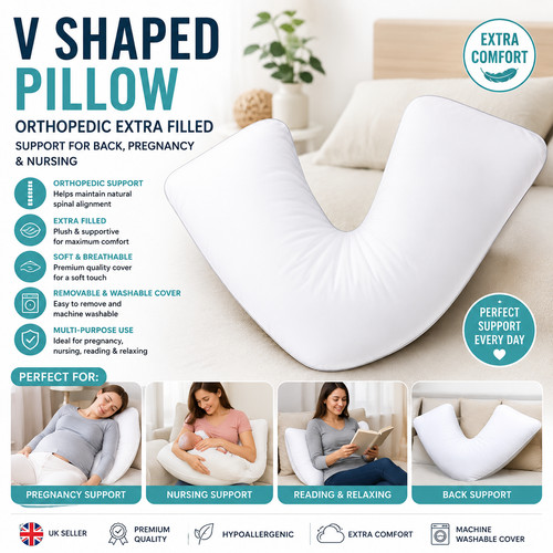 Shaped pillow orthopedic - v,