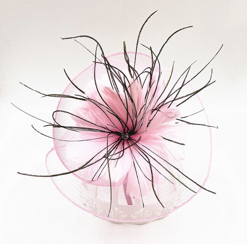 Feather flower hair fascinator - flower,