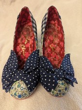 Irregular Choice Trinkletina Blue With Floral perspex Uk4/EU37 Used No Box