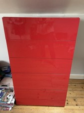 Habitat Red High Gloss Tall Chest Of Drawers Soft Close Vintage ** EDITED