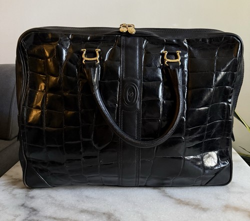 Vtg pollini black briefcase - pollini,